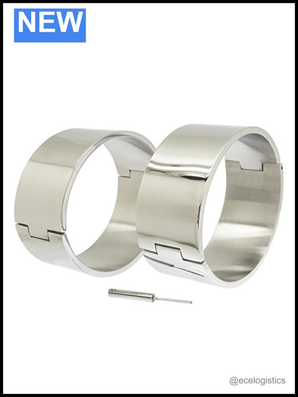 Stainless Steel Oval Shape Wrist Ankle Cuffs Lockable Bangle Slave Bracelet